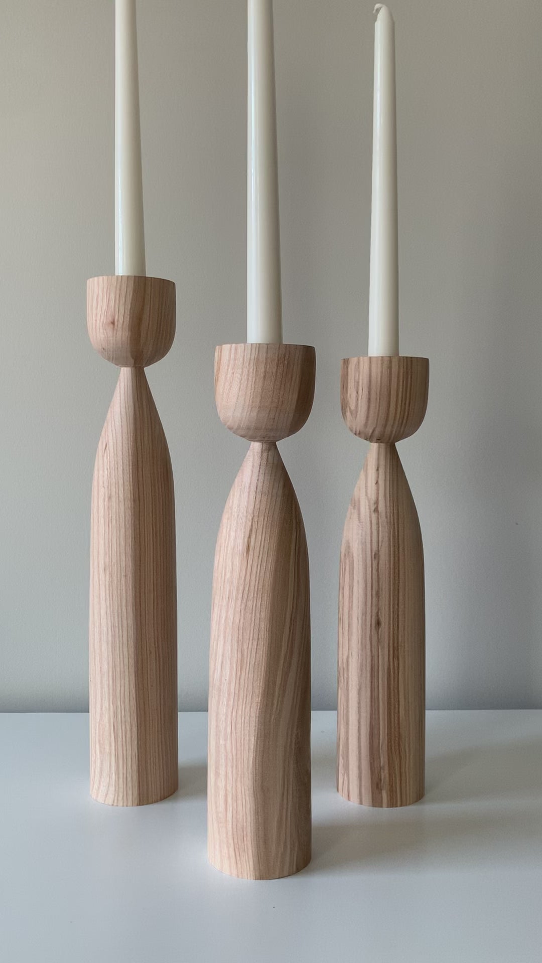 Taper Wooden Candle Holder Set No.5