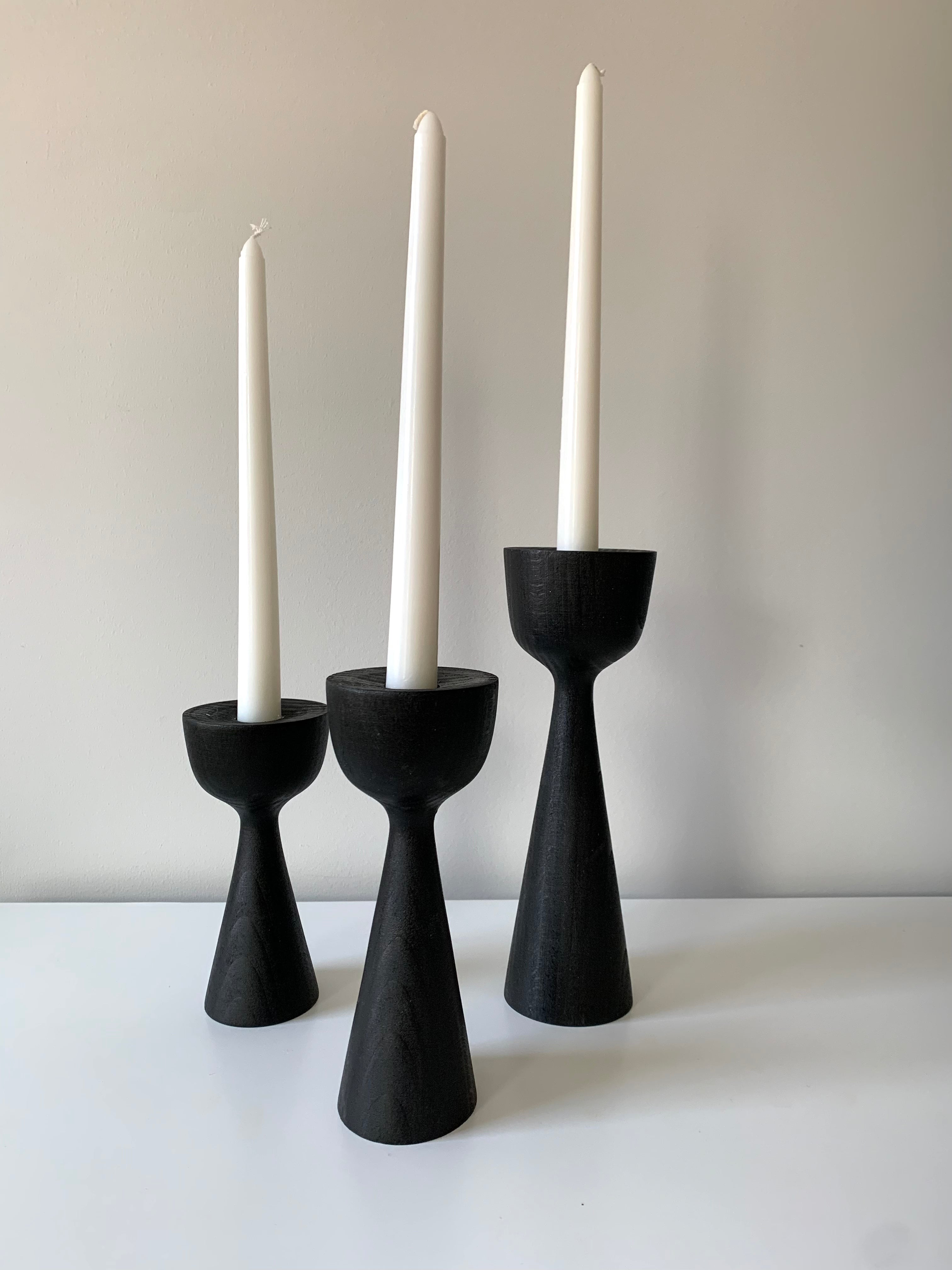 Taper Wooden Candle Holder Set No.2