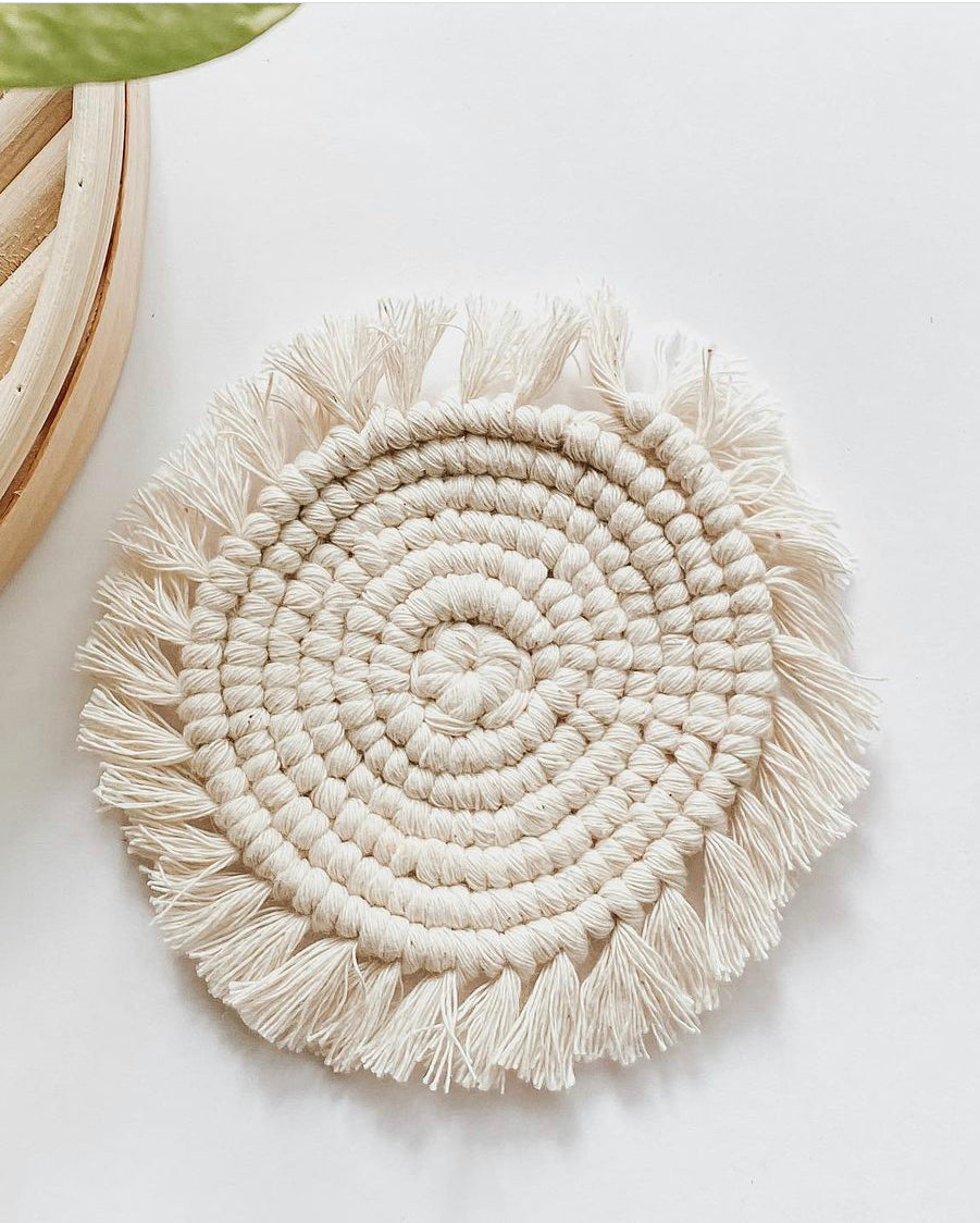 Macrame Coaster-White