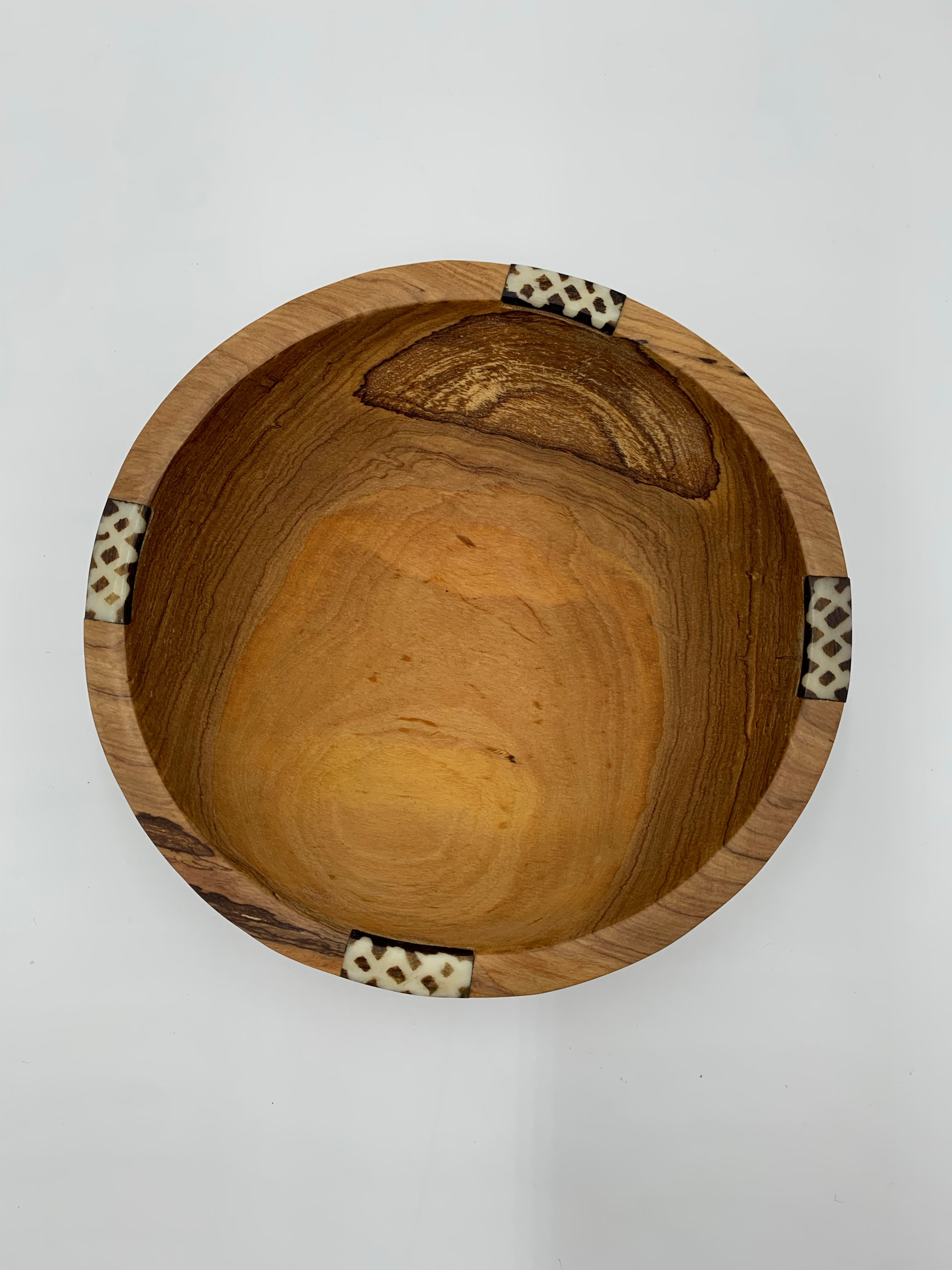 Olive Wood Bowl With Batik Designs