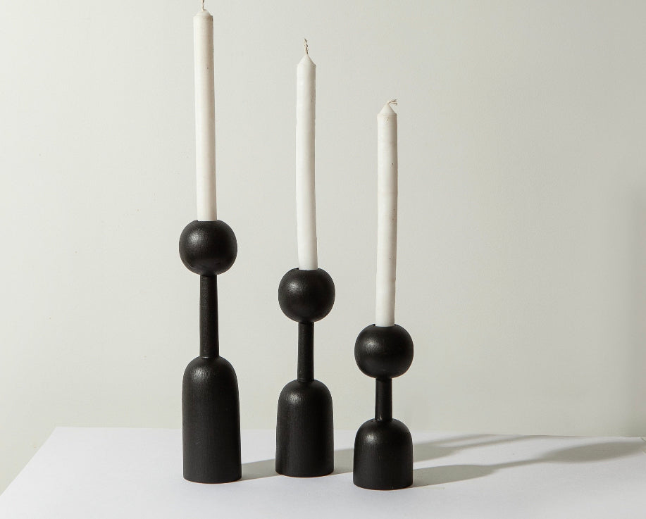 Taper Wooden Candle Holder Set No.4